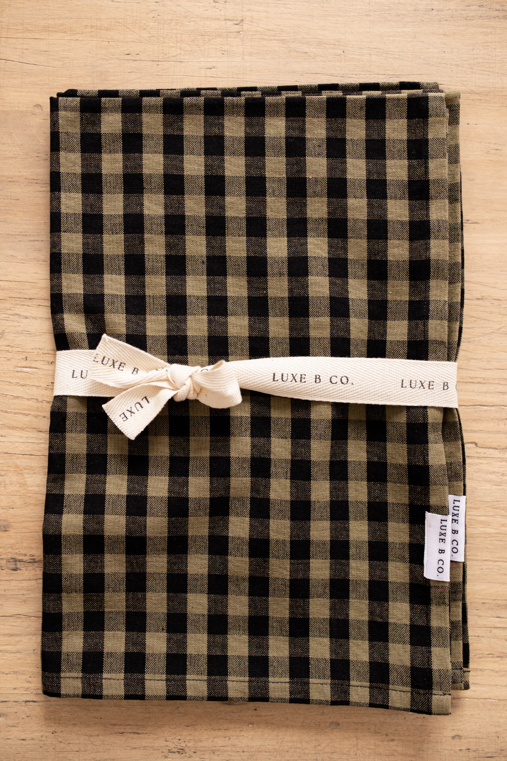 Olive Green Gingham Kitchen Dish Towels Luxe B Co. Set of 2