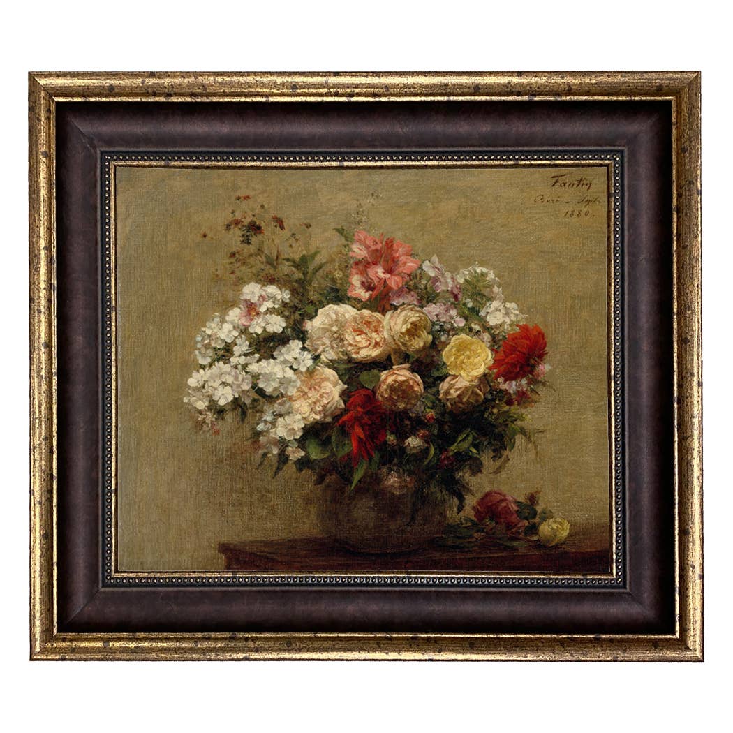 Summer Flowers Framed Oil Painting Print on Canvas