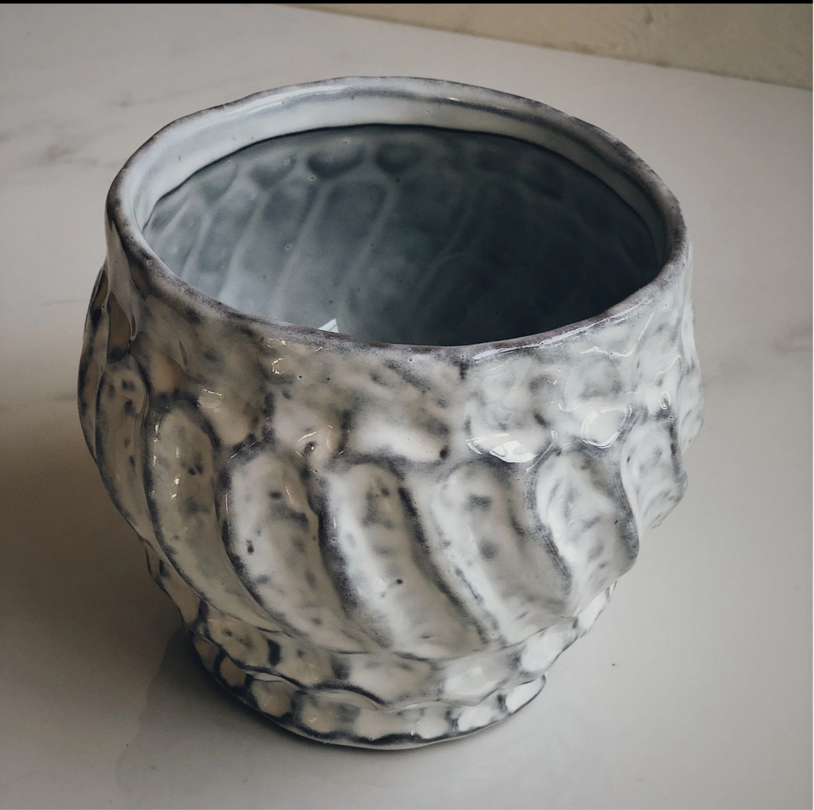 EMBOSSED STONEWARE VASE