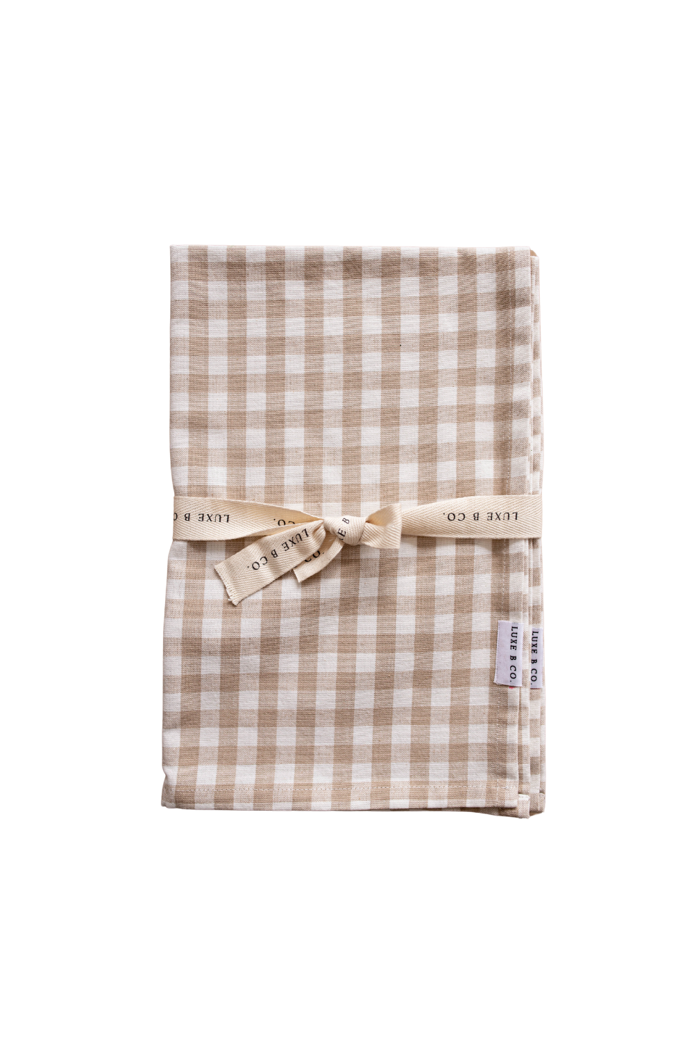 Beige Gingham Kitchen Dish Towels Luxe B Co. Set of 2