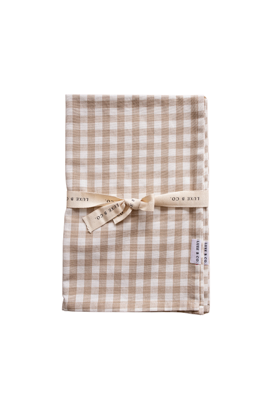 Beige Gingham Kitchen Dish Towels Luxe B Co. Set of 2