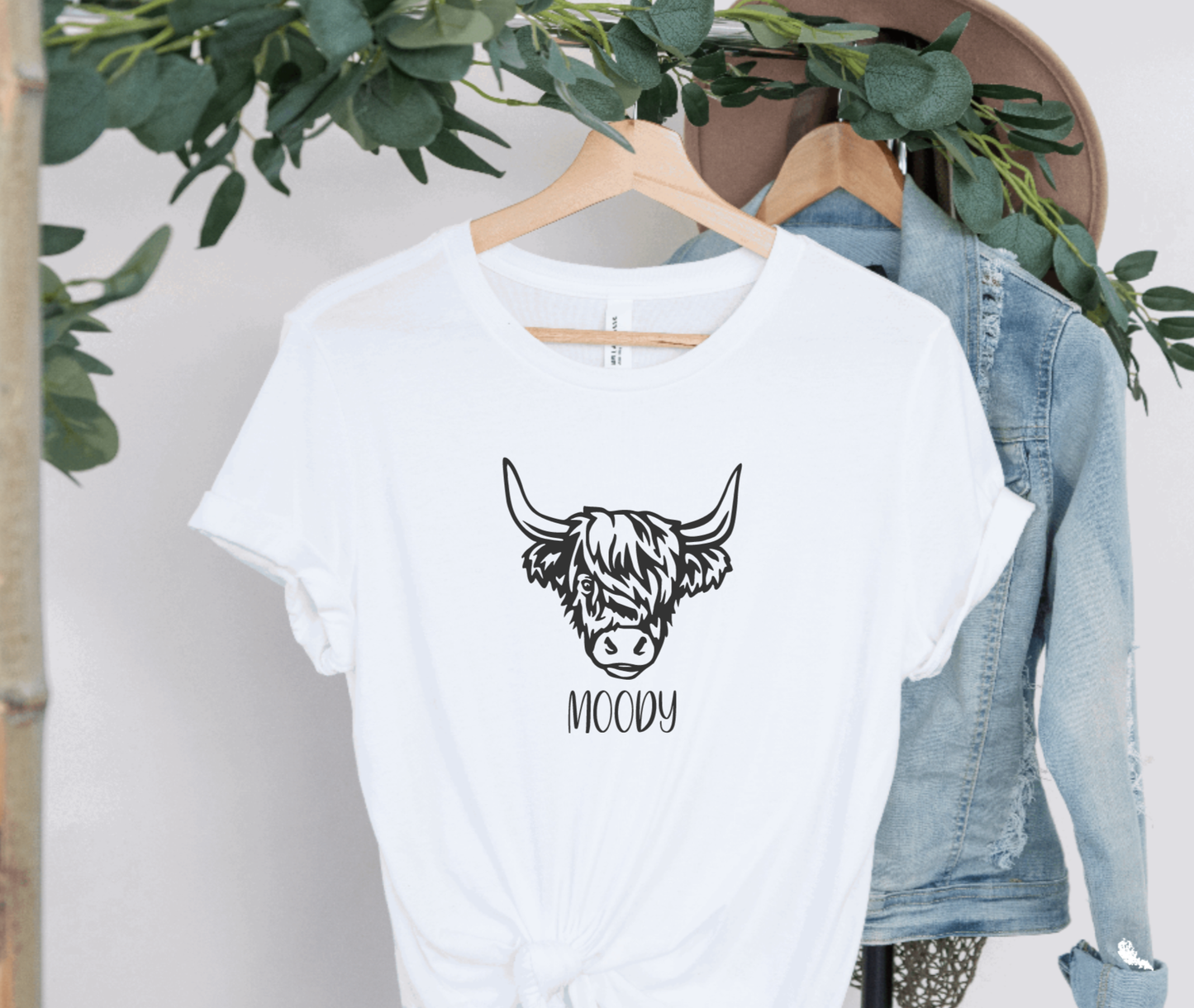 Moody Cow Graphic Tee, Highland Cow Funny Shirt, Casual Tee