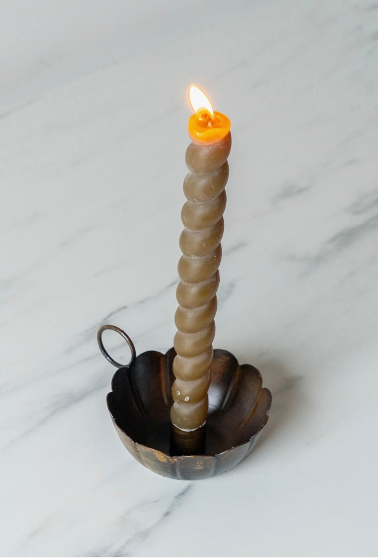 Antiqued Scallop Taper Candle Holder