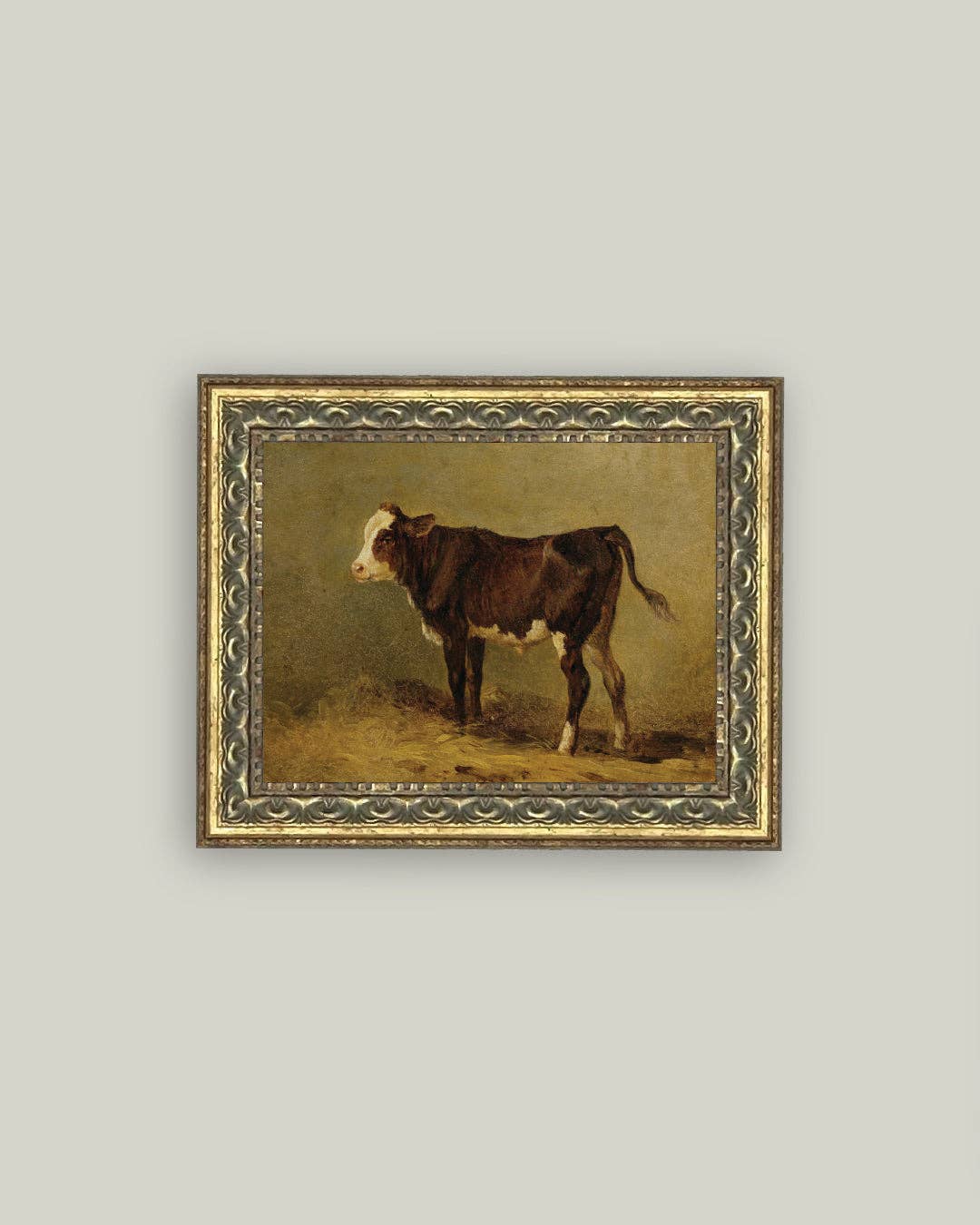 Vintage Calf Framed Antique Art