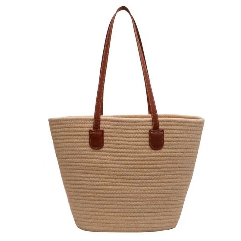 Oversized Woven Shoulder Tote Bag