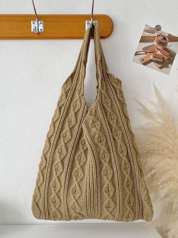 Solid Color Woven Handbags