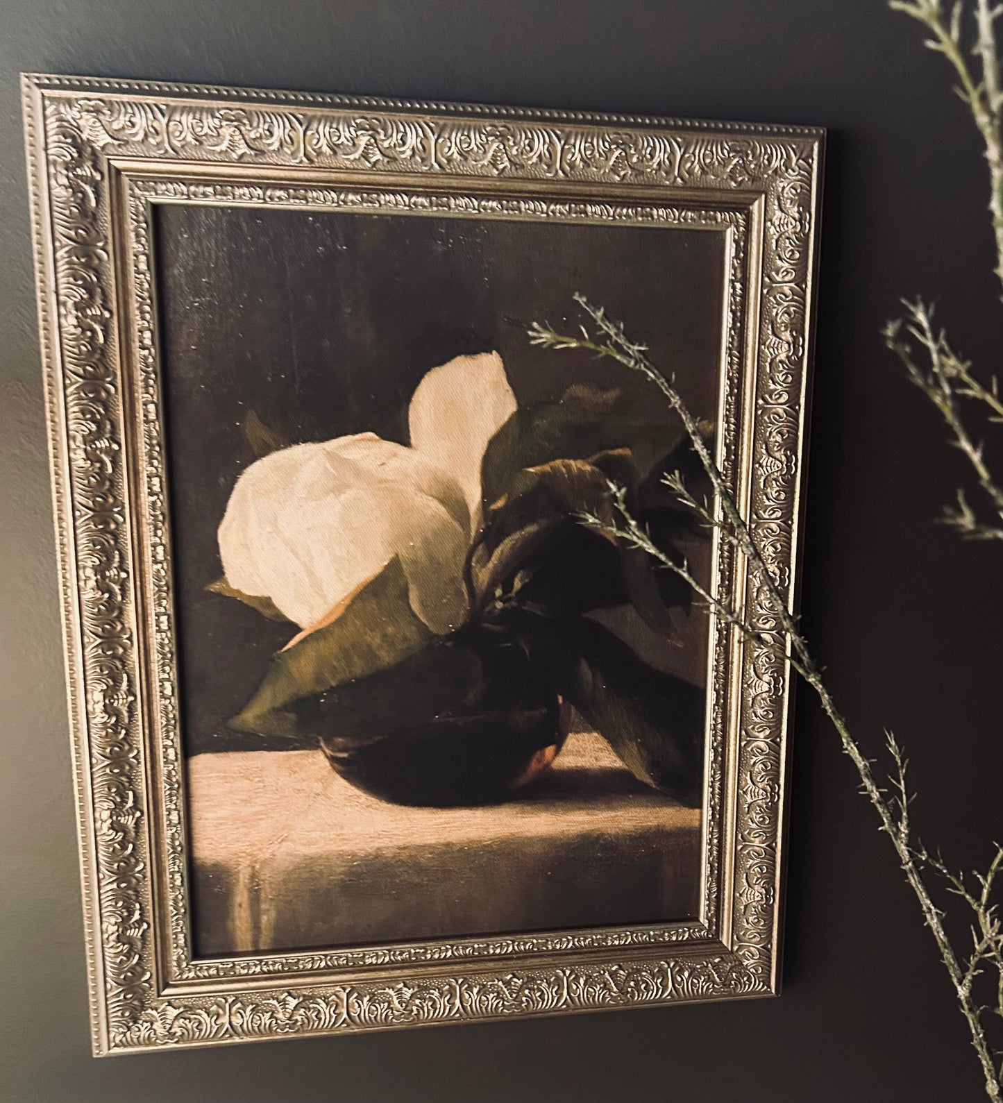 FRAMED CLASSICAL PAINTING - STRETCHED RIGID FLAT CANVAS - “THE MAGNOLIA”