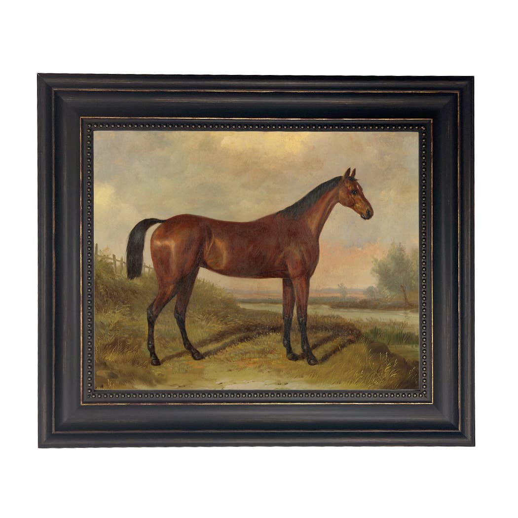 Hunter in a Landscape Framed Oil Painting Print on Canvas