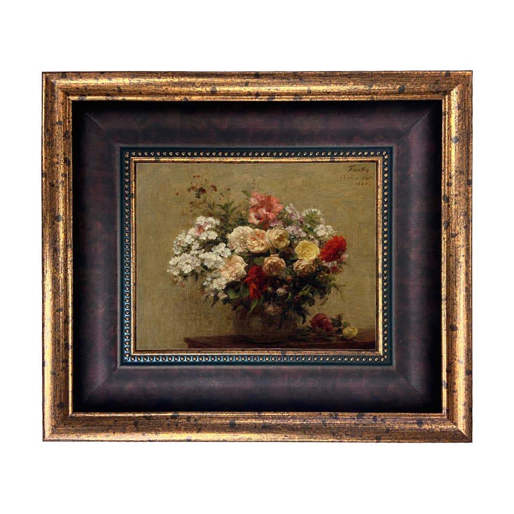 Summer Flowers Framed Oil Painting Print on Canvas