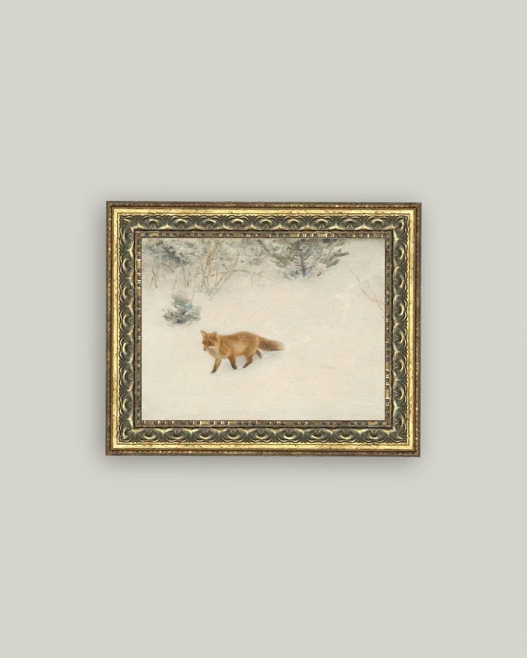 Fox In Winter Framed Antique Art