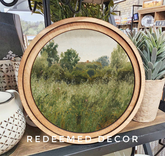 8" Round Green Meadow Art