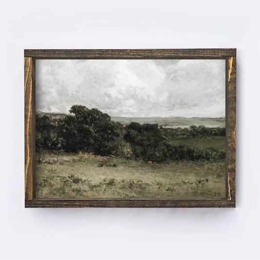 Vintage Landscape Wood Sign | Framed Landscape Wall Art