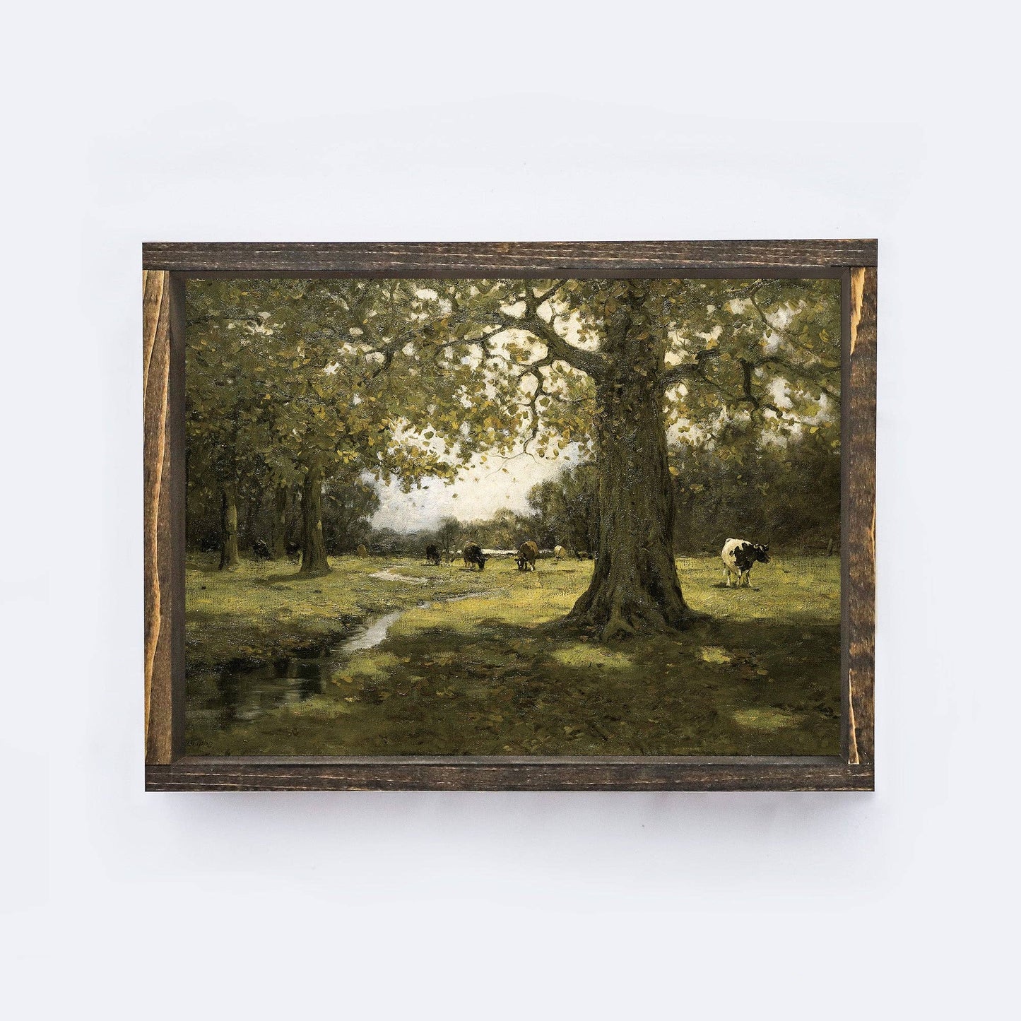 Vintage Framed Print | Cows In A Pasture Painting