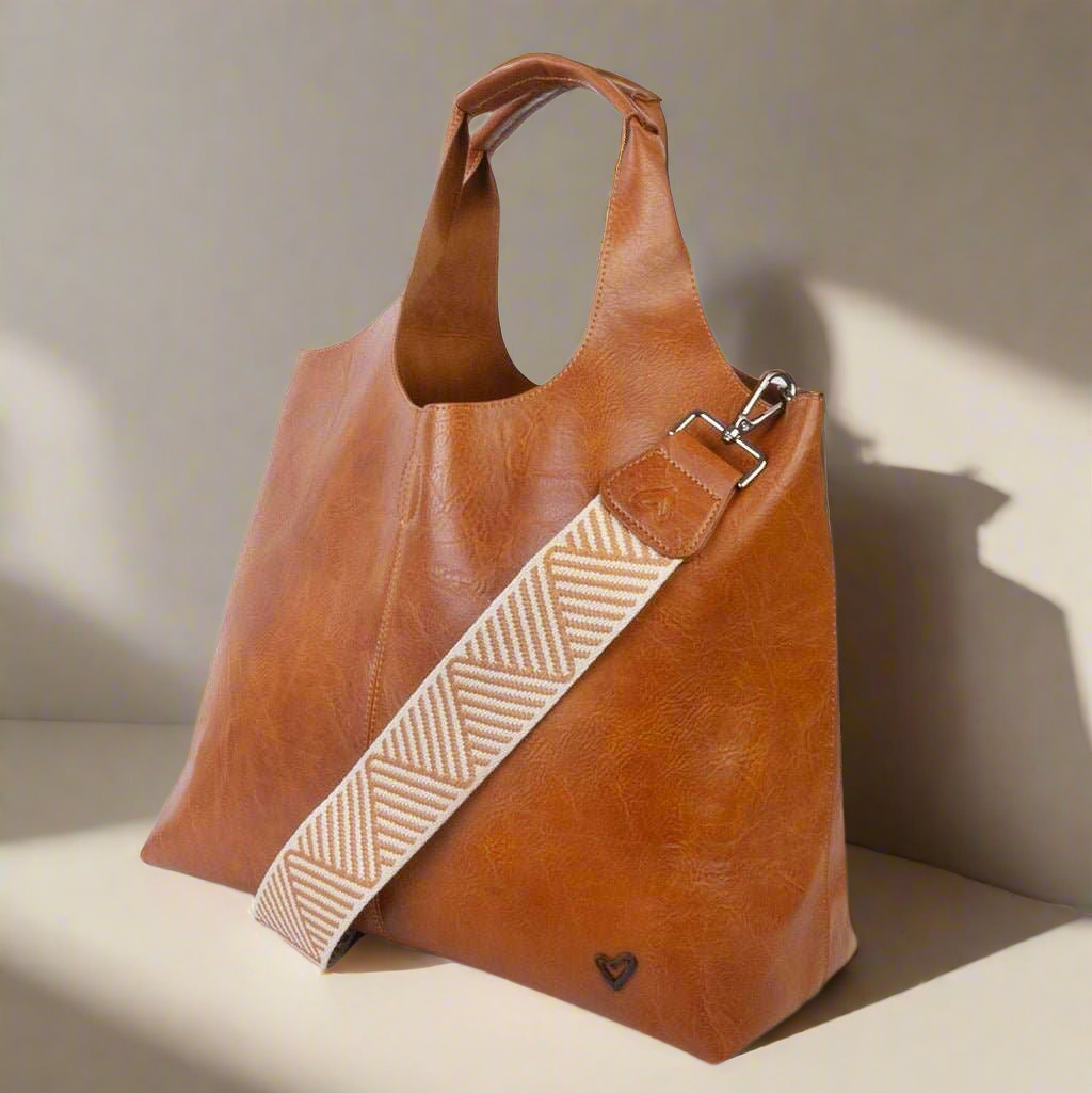 NEW: Kipling Vegan Leather Tote - Cognac