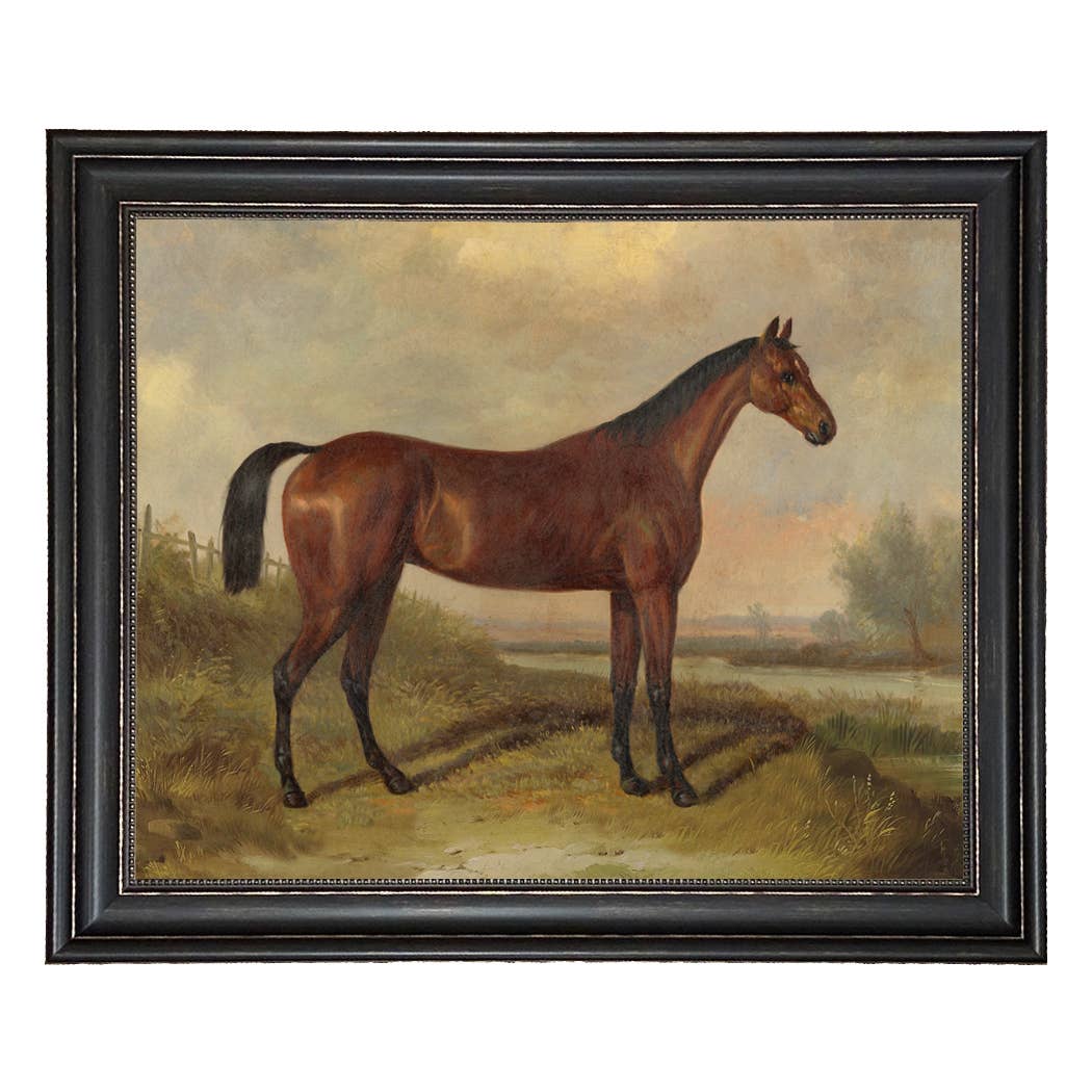 Hunter in a Landscape Framed Oil Painting Print on Canvas