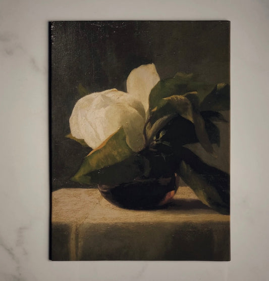 FRAMED CLASSICAL PAINTING - STRETCHED RIGID FLAT CANVAS - “THE MAGNOLIA”