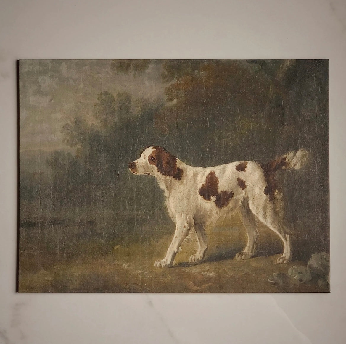 Classical Painting - Stretched Flat Rigid Canvas-Vintage Dog 9x12” (framed)