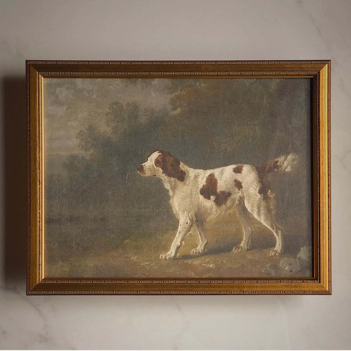 Classical Painting - Stretched Flat Rigid Canvas-Vintage Dog 9x12” (framed)