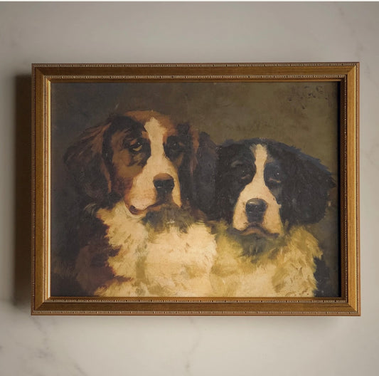 FRAMED CLASSICAL PAINTING - STRETCHED RIGID CANVAS -         “BEST BUDDY”