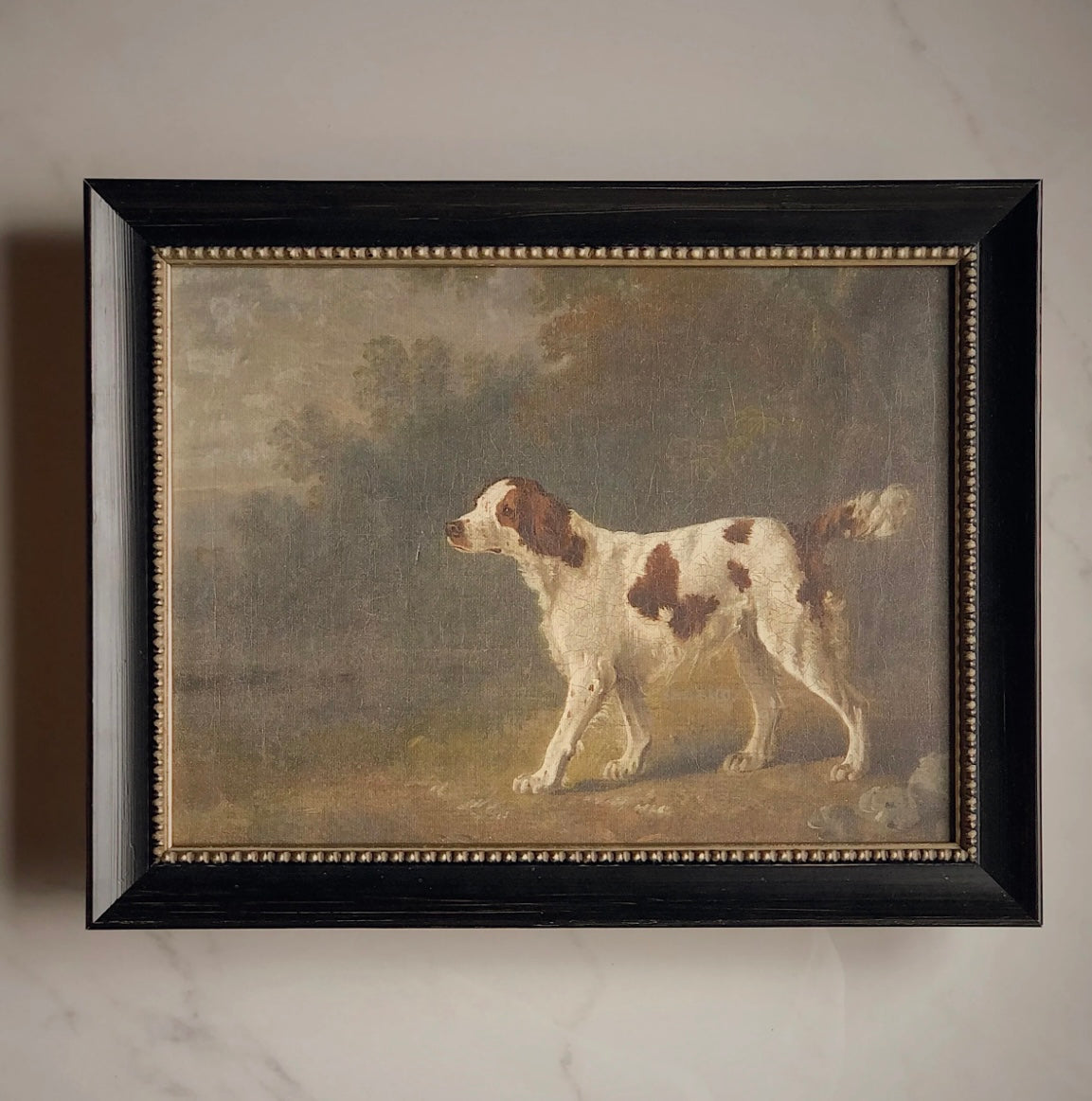 Classical Painting - Stretched Flat Rigid Canvas-Vintage Dog 9x12” (framed)