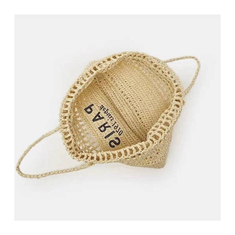 Solid Color Embroidered Letter Knit Bag