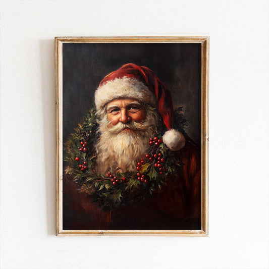 Nordic Santa With Berry Wreath Art Print