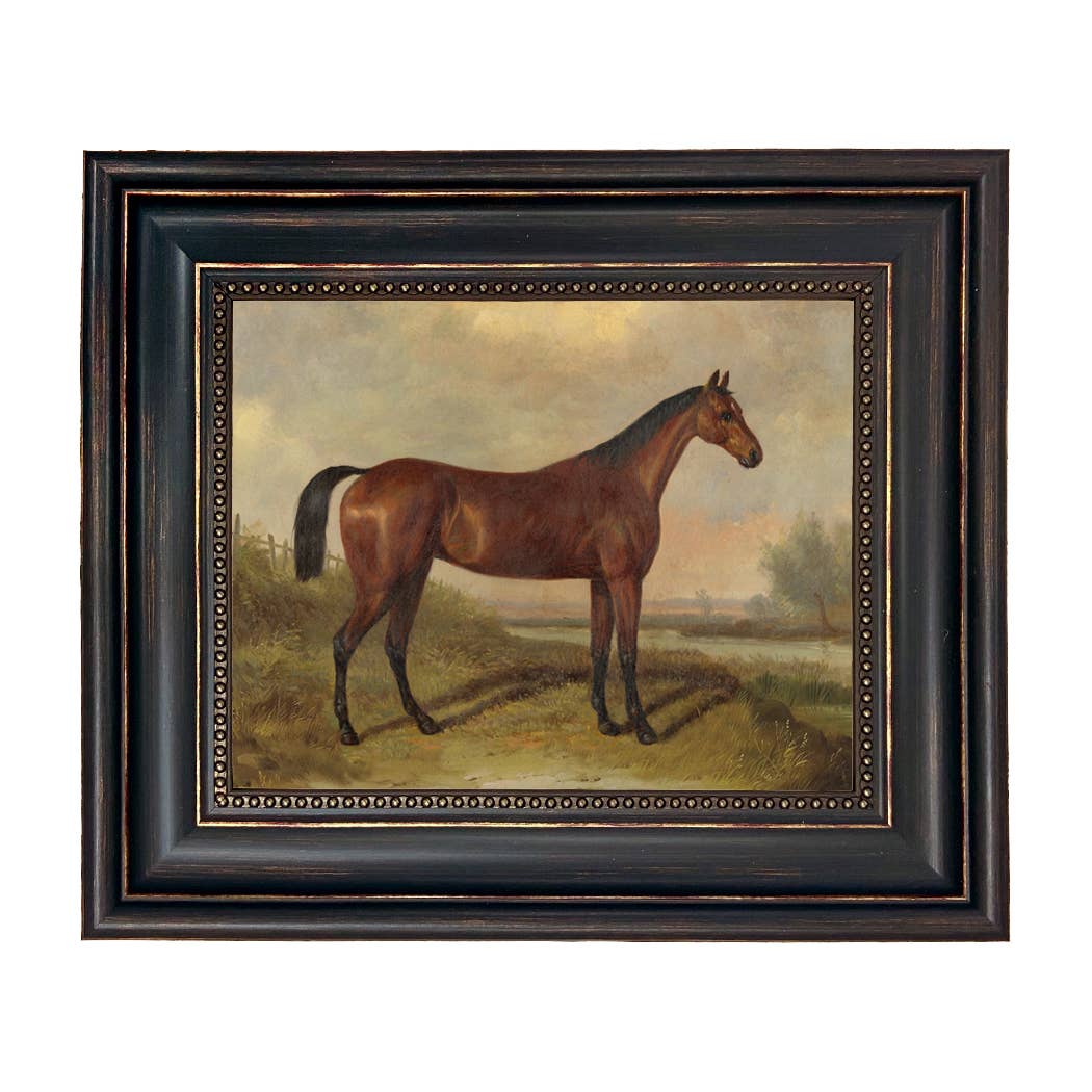 Hunter in a Landscape Framed Oil Painting Print on Canvas