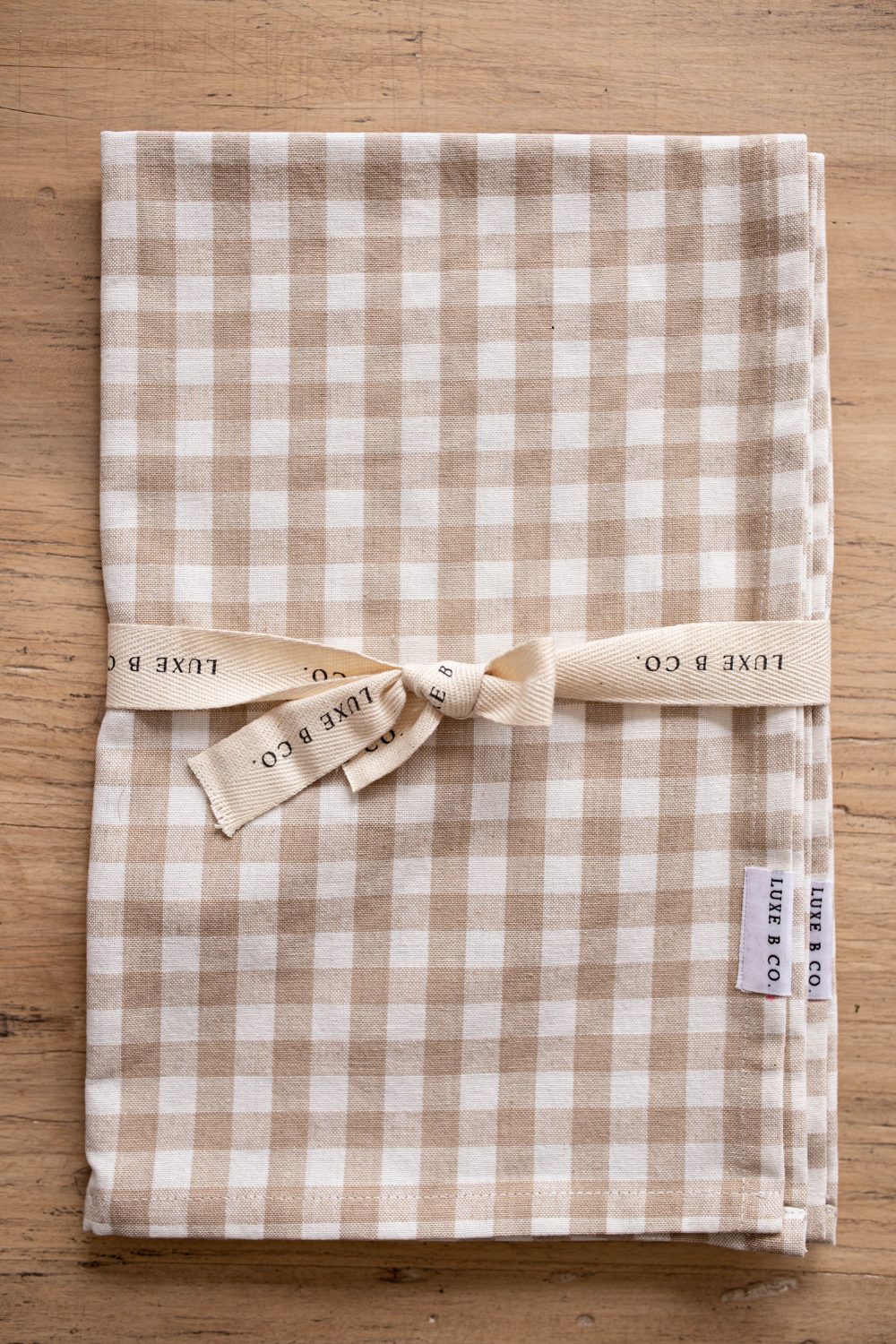 Beige Gingham Kitchen Dish Towels Luxe B Co. Set of 2