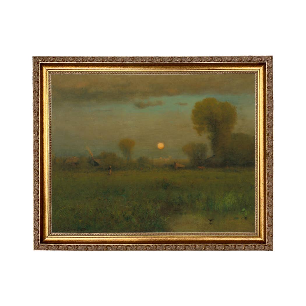 Harvest Moon Country Landscape Oil Painting Print on Canvas