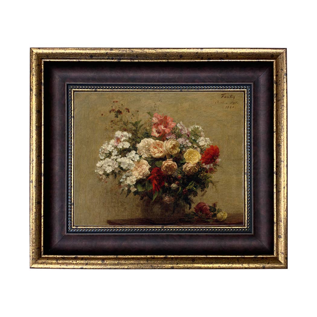 Summer Flowers Framed Oil Painting Print on Canvas