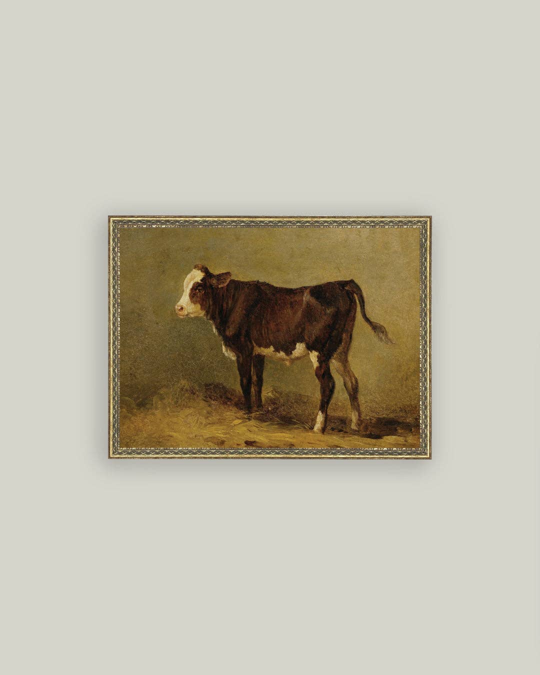 Vintage Calf Framed Antique Art