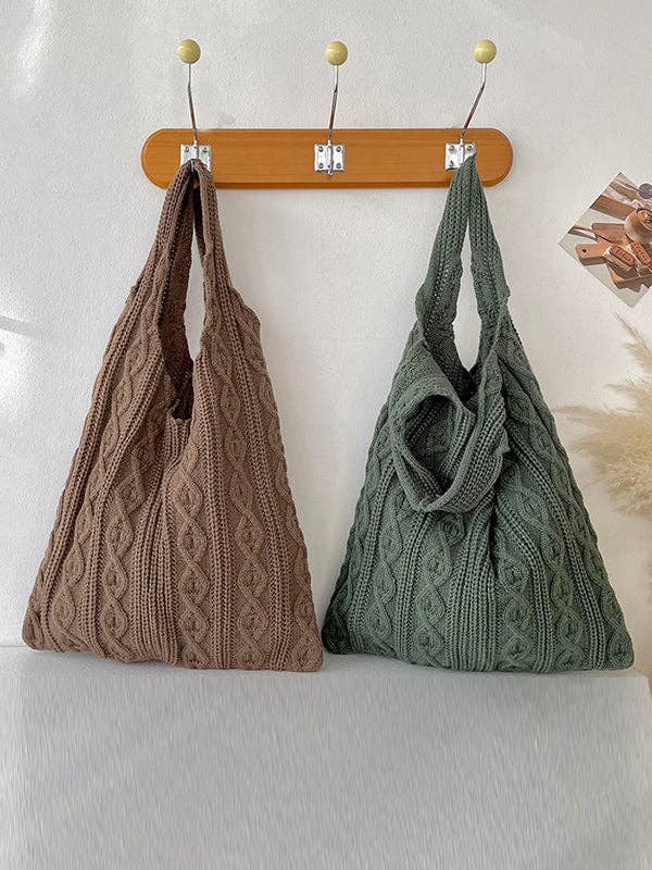 Solid Color Woven Handbags