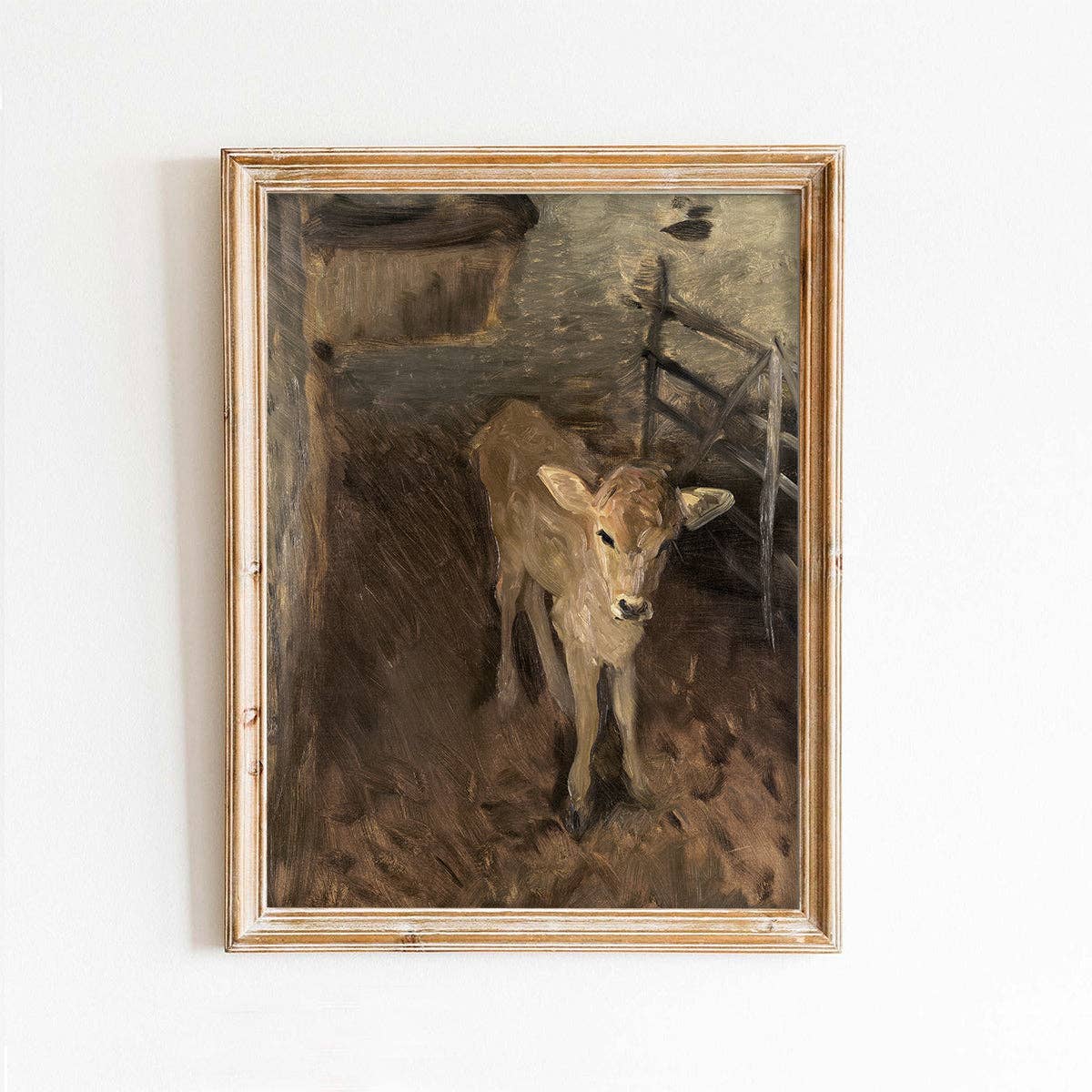 Baby Calf Vintage Art Print- Framed